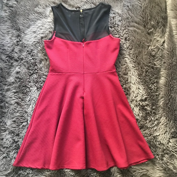 Dark Red & Black Mesh Dress - Picture 2 of 5